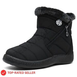 Warm Fur Lined Winter Snow Boots Waterproof Ankle Booties Comfortable Shoes